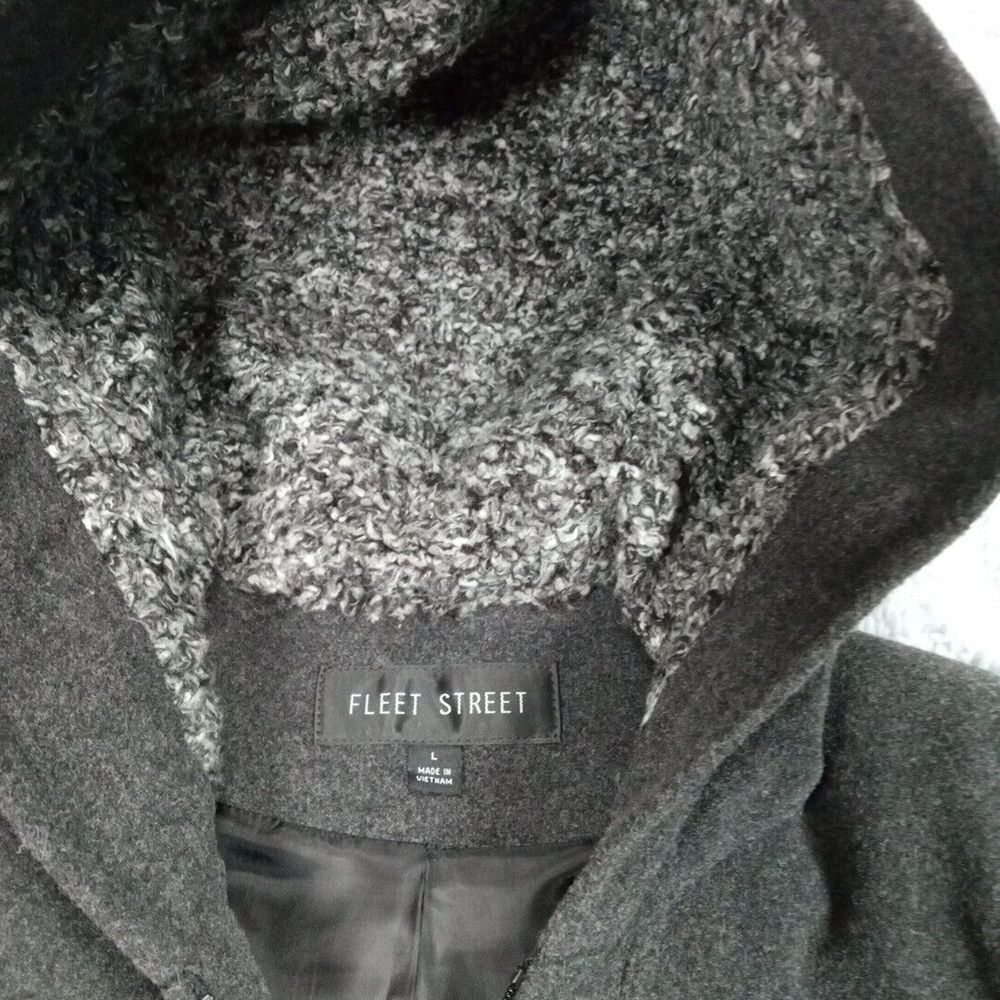 Fleet Street Womens Jacket Gray L Wool Blend Hood Pockets Lined Coat Career - Picture 11 of 14